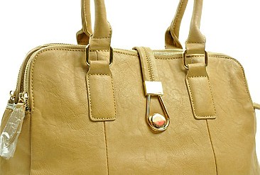TRIPLE COMPARTMENTS FLAP ACCENT BUCKLE TOTE