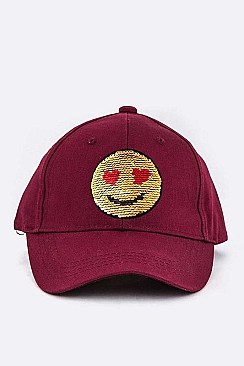 Sequined Emoji Patch Denim Cap LA-EMH0959N