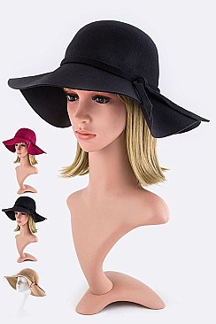 Pack Of 12 Floppy Hats With Bow Accent LA-41159