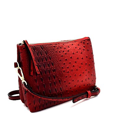 Ostrich Embossed 5-Compartment Cross Body