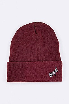 Trendy OOPS Patch Cuff Rib Beanie LA-MKH35130