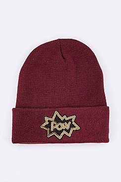 Trendy POW Sequins Patch Iconic Beanie LA-MKH3516P