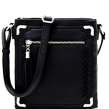 Modish Braided Tassel Accent Multi-Compartment Cross Body MH-BW2134A