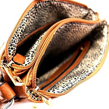 Modish Braided Tassel Accent Multi-Compartment Cross Body MH-BW2134A