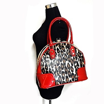 Leopard Print Metal Frame Tote