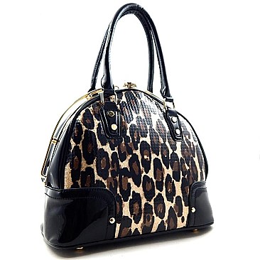 Leopard Print Metal Frame Tote