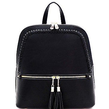 TASSEL ACCENT WHIP STITCHED BACKPACK