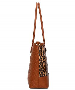 3-in-1 Leopard Bee Charm Tote Bags with Wallet Value Set