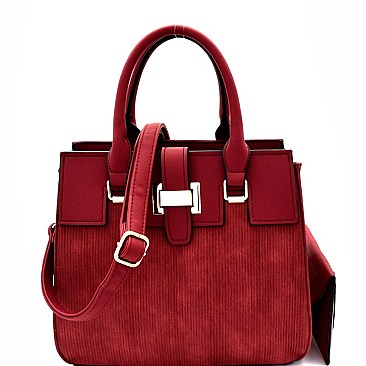 Buckle Accent 2-Way Corduroy Satchel Wristlet SET  MH-BY4065S