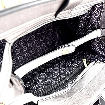 Buckle Accent 2-Way Corduroy Satchel Wristlet SET  MH-BY4065S