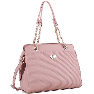 Stylish Pinstripe Embossed 2-Way Chain Tote Bag MH-BY4141