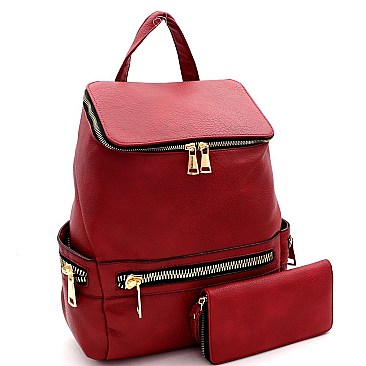 Multi-Pocket Fashion Backpack Wallet SET