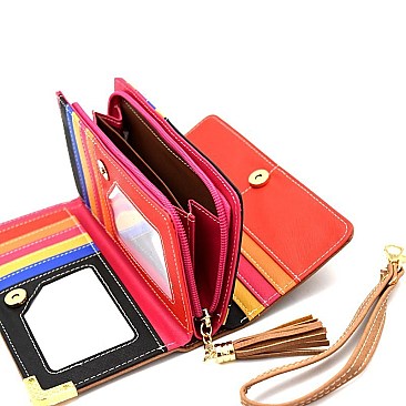 C039L-LP Multi-colored Interior Triple Compartment Bohemian Wallet