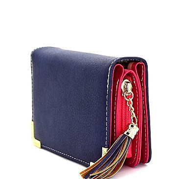 C039M-LP Multi-colored Interior 3 Compartment Bohemian Medium Wallet