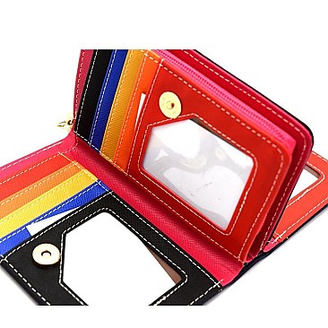 C039M-LP Multi-colored Interior 3 Compartment Bohemian Medium Wallet