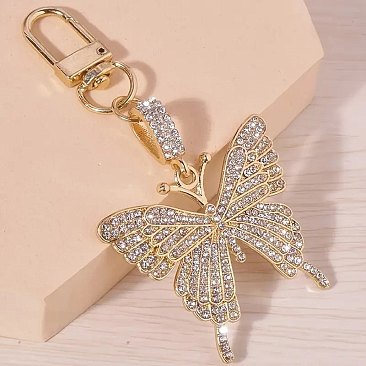 Rhinestone Butterfly Keychain Metal Bag Pendant