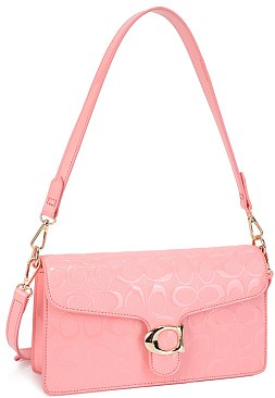 OVAL PATTERN DESIGN SHOULDER CROSSBODY BAG