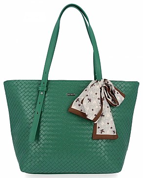 David Jones Paris Woven Scarfed Tote Bag