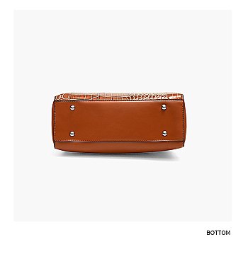 Crocodile Patent Circle Handle Satchel