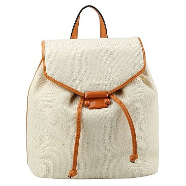 Straw Neon Trimmed Backpack