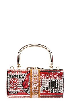 Round Stack Of Hundred Dollars Clutch Evening Bag (MEDIUM 7")
