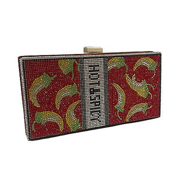 HOT Chilly Peppers Rhinestone Clutch