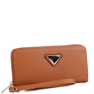 Triangle Logo Zip-around Slim Wristlet Wallet