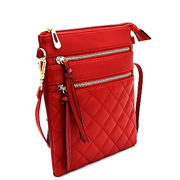 CC6051-LP Quilted Multi Pocket Cross Body