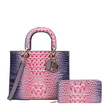 Croc Satchel Wallet Set