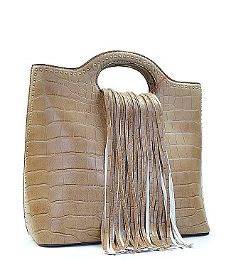 ALLIGATOR FRINGE SATCHEL