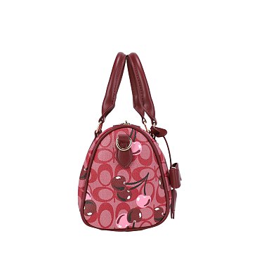 Oval Cherry Print Satchel