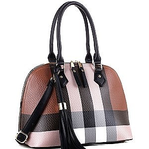 Plaid Check Tasseled 2Way Bag