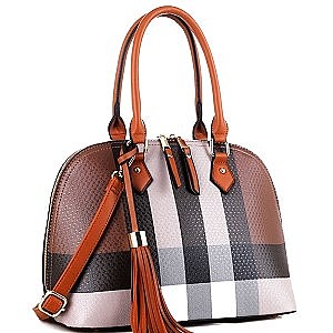 Plaid Check Tasseled 2Way Bag