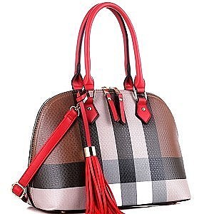 Plaid Check Tasseled 2Way Bag