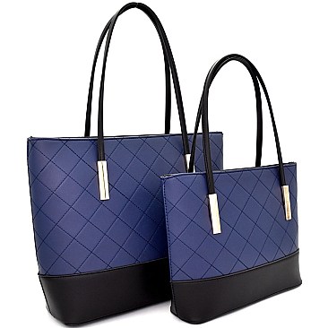 CH6688-LP Two-Tone Quilted 2 in 1 Twin Tote SET