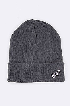 Trendy OOPS Patch Cuff Rib Beanie LA-MKH35130