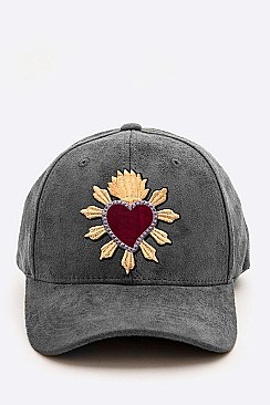 Heart Embroidered Suede Cap LA-EMH0910