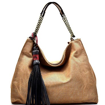 CJF004-LP Tassel Accent Chain Handle Hobo