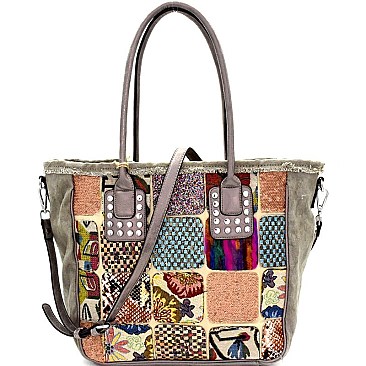 Multi-Colored Vintage Patchwork 2-Way Tote MH-CJF060