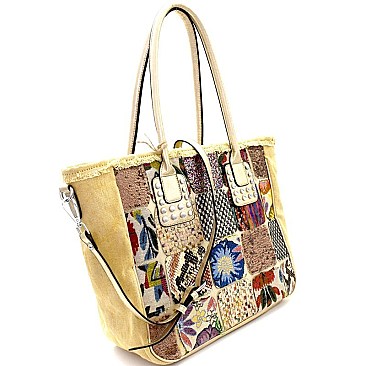 Multi-Colored Vintage Patchwork 2-Way Tote MH-CJF060