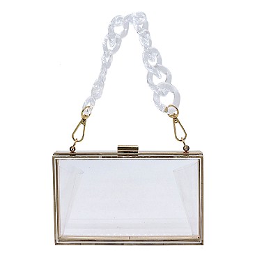 Acrylic Chain Handle See Thru Crossbody Clutch