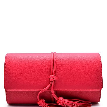 CL0135-LP Tassel Accent Flap Clutch Cross-body