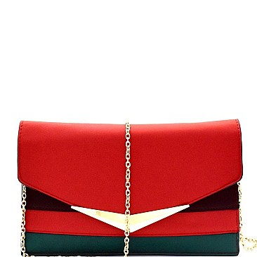 Color Block Striped Envelope Clutch Shoulder Bag  MH-CL0150