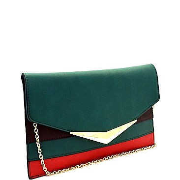 Color Block Striped Envelope Clutch Shoulder Bag  MH-CL0150