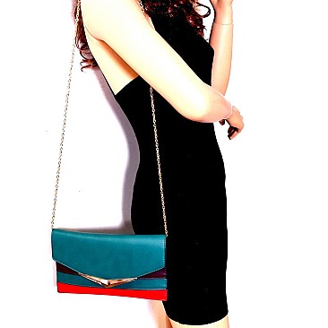 Color Block Striped Envelope Clutch Shoulder Bag  MH-CL0150