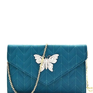 Butterfly Charm Quilted Envelope Clutch MH-CL0155