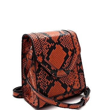 BOXY SNAKE PRINT CROSS BODY SHOULDER BAG
