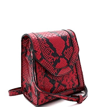 BOXY SNAKE PRINT CROSS BODY SHOULDER BAG