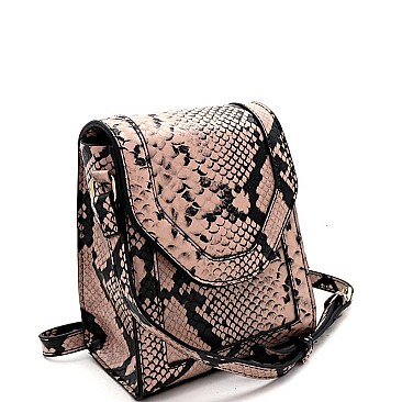 BOXY SNAKE PRINT CROSS BODY SHOULDER BAG
