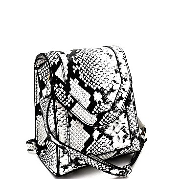 BOXY SNAKE PRINT CROSS BODY SHOULDER BAG